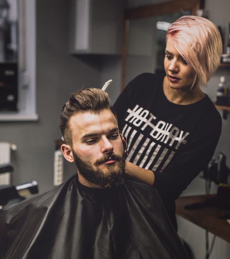 Hair salon, client getting a haircut